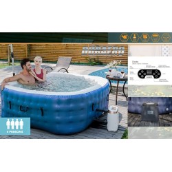 Whirlpool aufblasbar SPA Outdoor, 180x180x70cm, bis 6 Personen, Dunkelblau