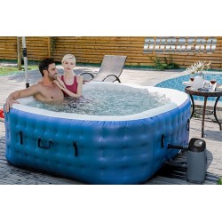 Whirlpool aufblasbar SPA Outdoor, 180x180x70cm, bis 6 Personen, Dunkelblau