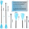 PAGAIE RÉGLABLE EN 4 PARTIES POUR STAND UP PADDLE ET KAYAK, BLEU, 165 CM - 240 CM