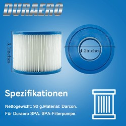 Filterkartusche für Duraero SPA Whirlpool, 4 Stück