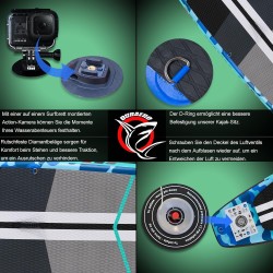 Inflatable Stand - up Paddle Board, Kayak seat, 330x76x15 cm, Complete accessories, Blue camouflage