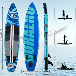 Inflatable Stand - up Paddle Board, Kayak seat, 330x76x15 cm, Complete accessories, Blue camouflage