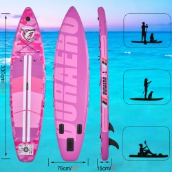 Stand up paddle board Aufblasbare SUP Board Set, Komplettes Zubehör, 330x76x15cm, Tragkraft bis 150Kg, Pink