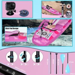 Stand - up paddle board. Inflatable SUP board set, complete accessories, 330x76x15cm, load - bearing capacity up to 150Kg, pink