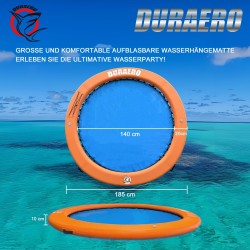 AUFBLASBARE WASSER HÄNGEMATTE, RUNDES SCHWIMMDOCK, SCHWIMMRING FÜR SEE & POOL Für 2~3 Personen