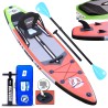 Tabla de paddleboarding inflable SUP, tamaño 330x76x15cm, capacidad de hasta 150kg, color rojo