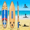 Stand up paddle board Aufblasbare SUP Board Set, Komplettes Zubehör, 330x76x15cm, Tragkraft bis 150Kg, in Holzoptik