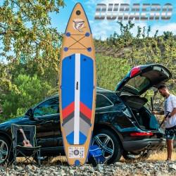Stand up paddle board Aufblasbare SUP Board Set, Komplettes Zubehör, 330x76x15cm, Tragkraft bis 150Kg, in Holzoptik