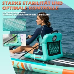 Sedile per kayak gonfiabile con schienale – sedile per SUP e kayak con superficie EVA, Verde