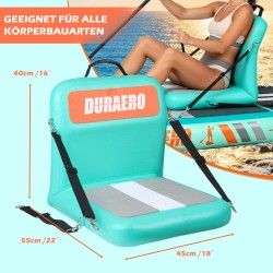 Sedile per kayak gonfiabile con schienale – sedile per SUP e kayak con superficie EVA, Verde