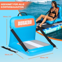 Inflatable kayak seat with backrest – SUP & kayak seat with EVA surface, Blue