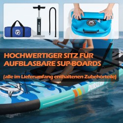 Inflatable kayak seat with backrest – SUP & kayak seat with EVA surface, Blue