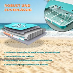 DURAERO Aufblasbare Schwimmplattform 240×180cm, 4 Pers., PVC Drop-Stitch, inkl. Zubehör