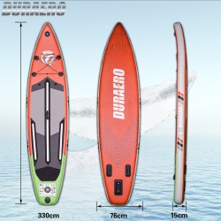 Tabla de paddleboarding inflable SUP, tamaño 330x76x15cm, capacidad de hasta 150kg, color rojo